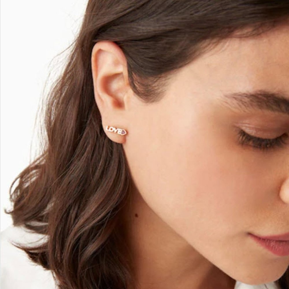 kate spade Love You, Mom Love Mini Studs Earrings - Picture 2 of 8